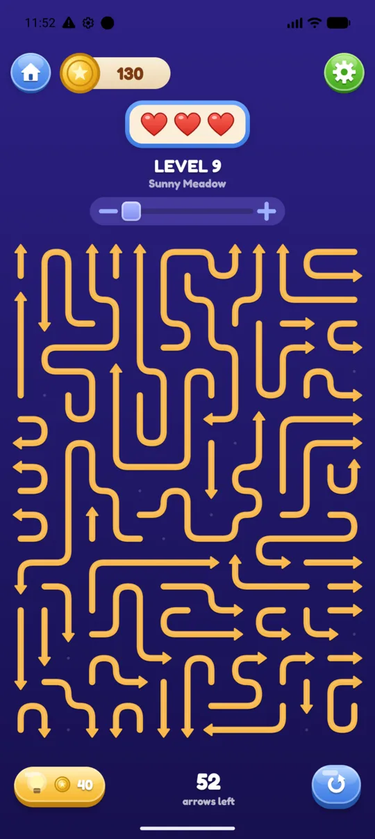 An Arrow Slide puzzle board